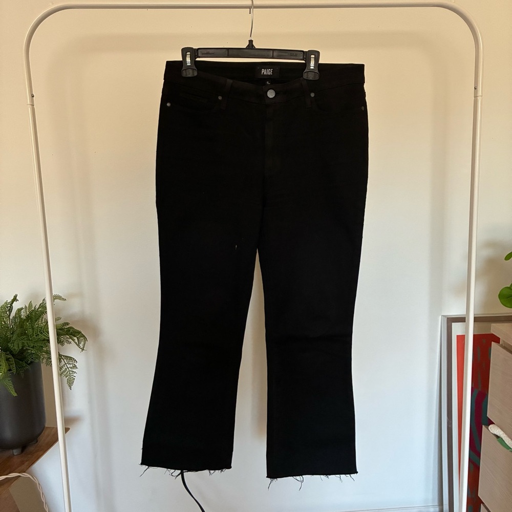 PAIGE Women's Colette Crop Flare Black Jeans